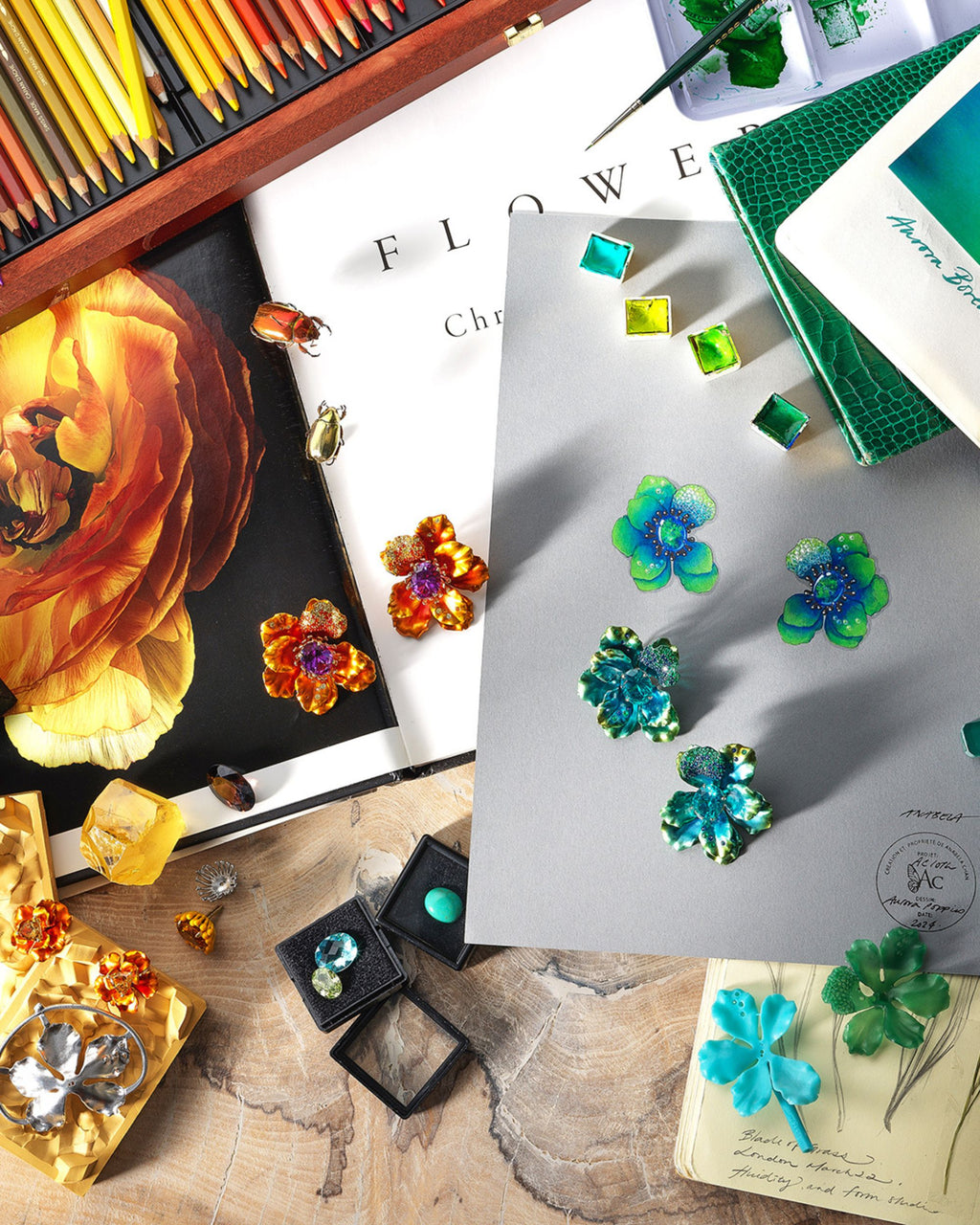 Magma Aluminum and 18K Gold Vermeil Lab-Grown Multi-Stone Poppy Earrings