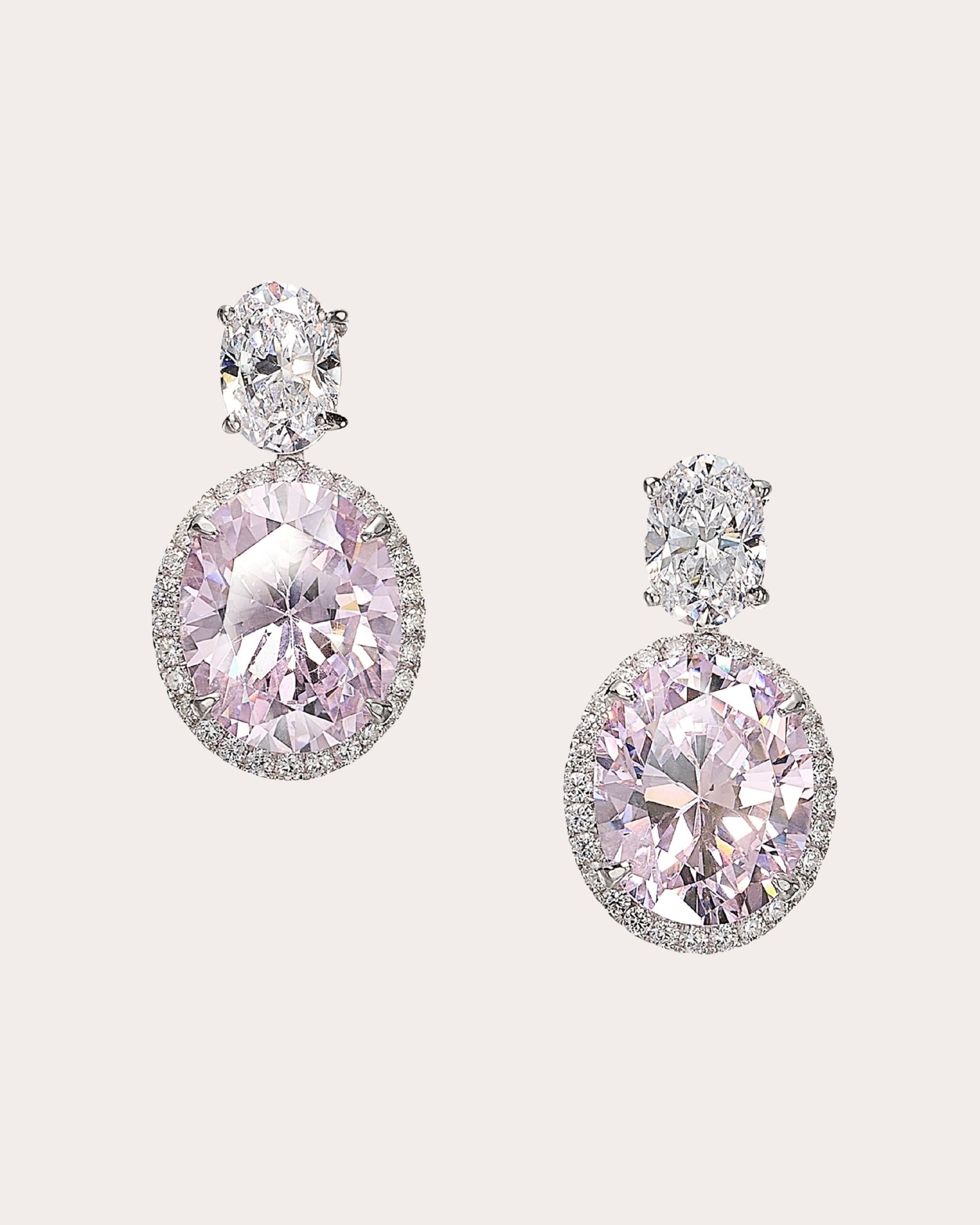 Rose & White Diamond Celestial Drop Earrings