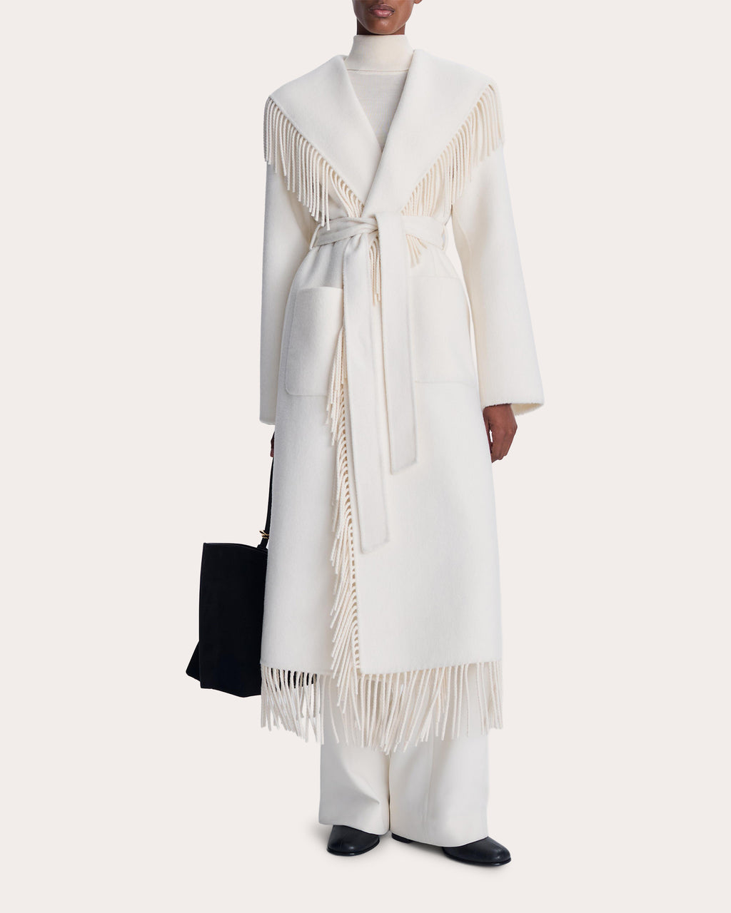 Carrie Fringe Wool Wrap Coat
