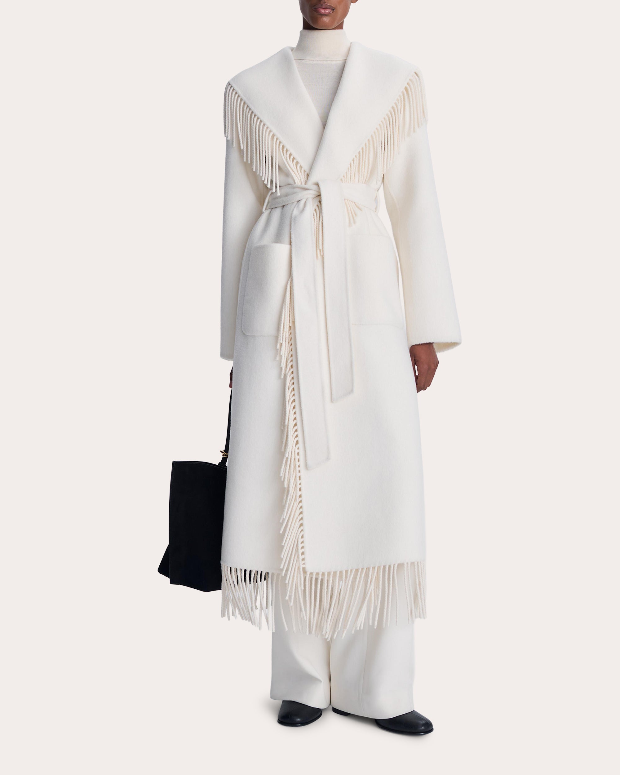 Carrie Fringe Wool Wrap Coat