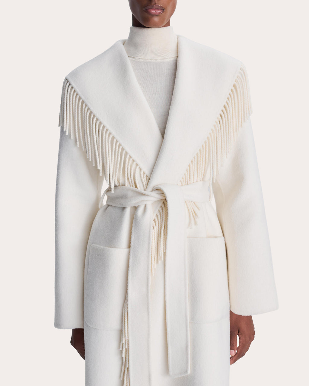 Carrie Fringe Wool Wrap Coat
