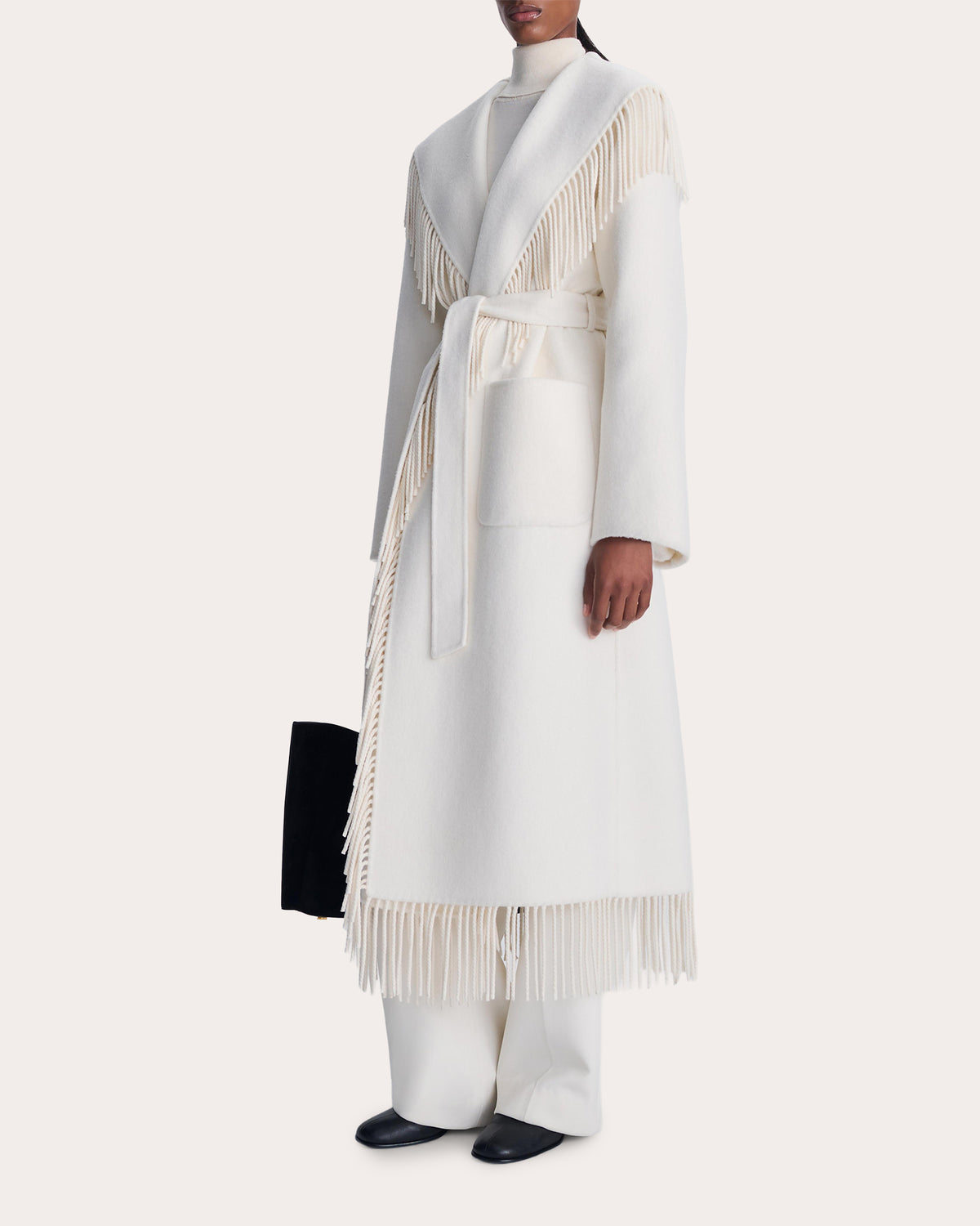 Carrie Fringe Wool Wrap Coat