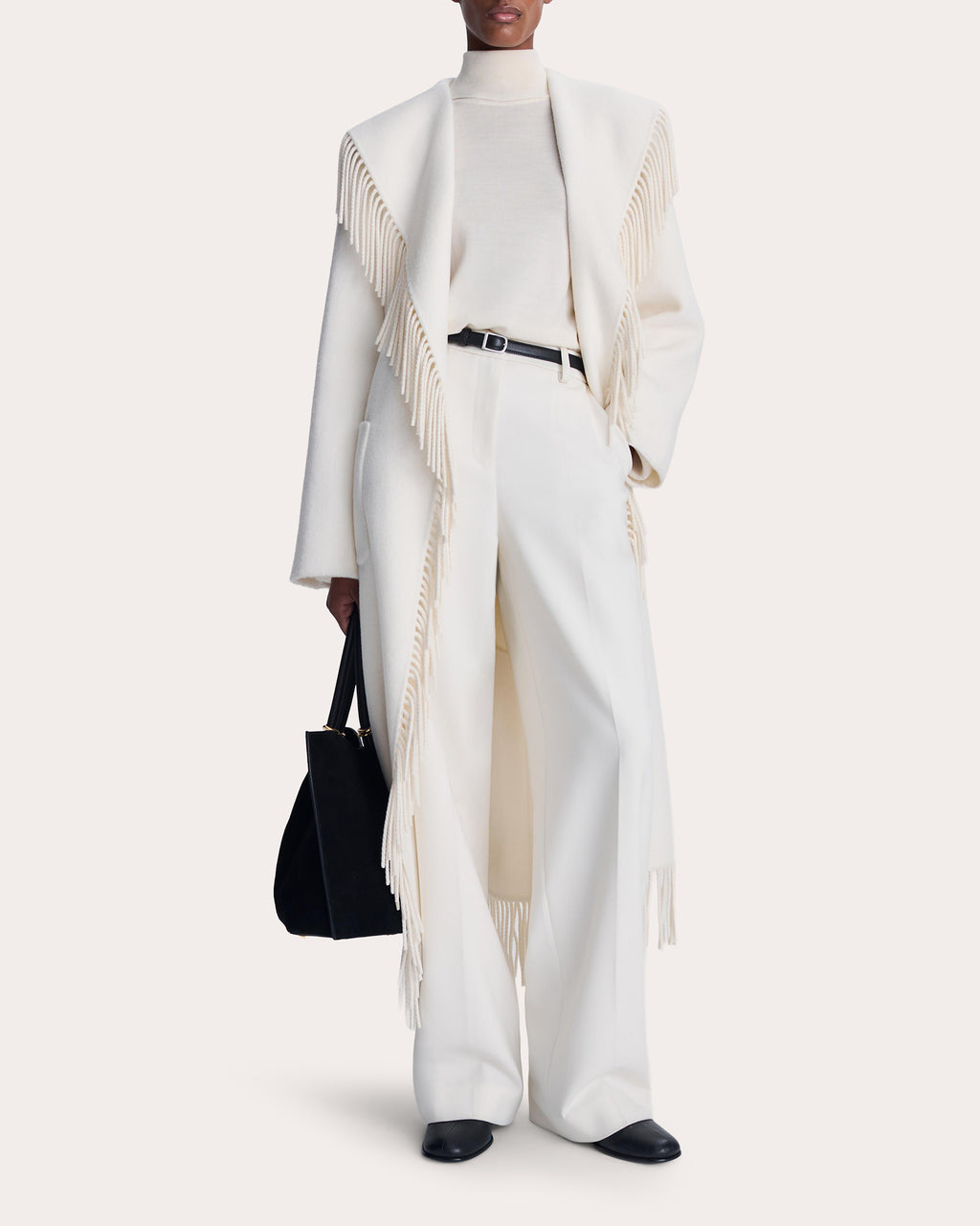 Carrie Fringe Wool Wrap Coat