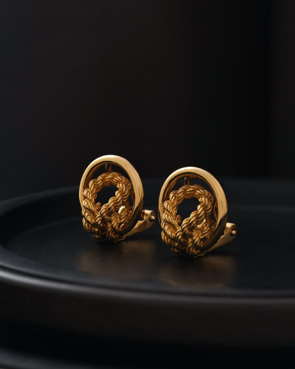 Vintage Hermès 18k Gold Rope Clip-On Earrings