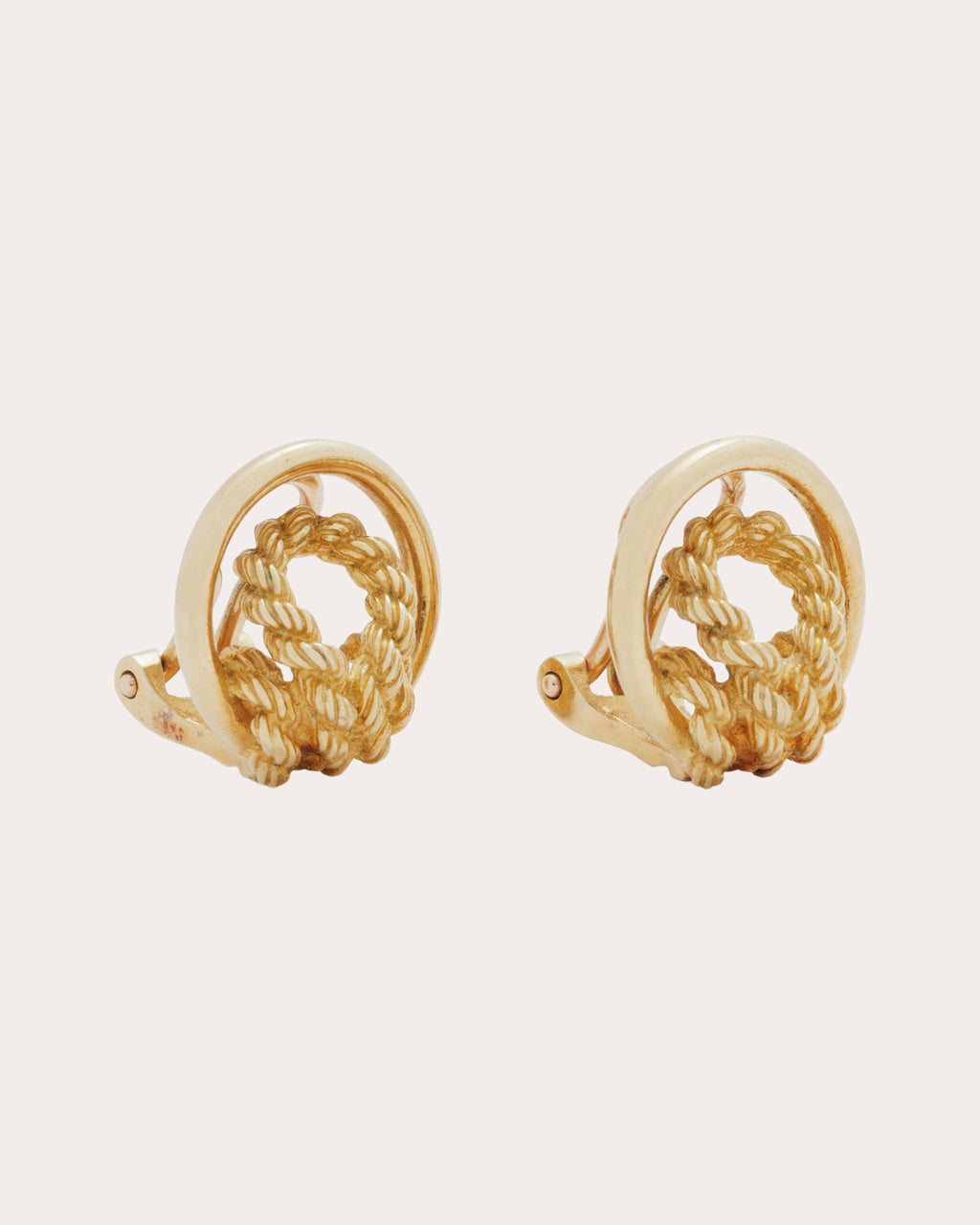 Vintage Hermès 18k Gold Rope Clip-On Earrings
