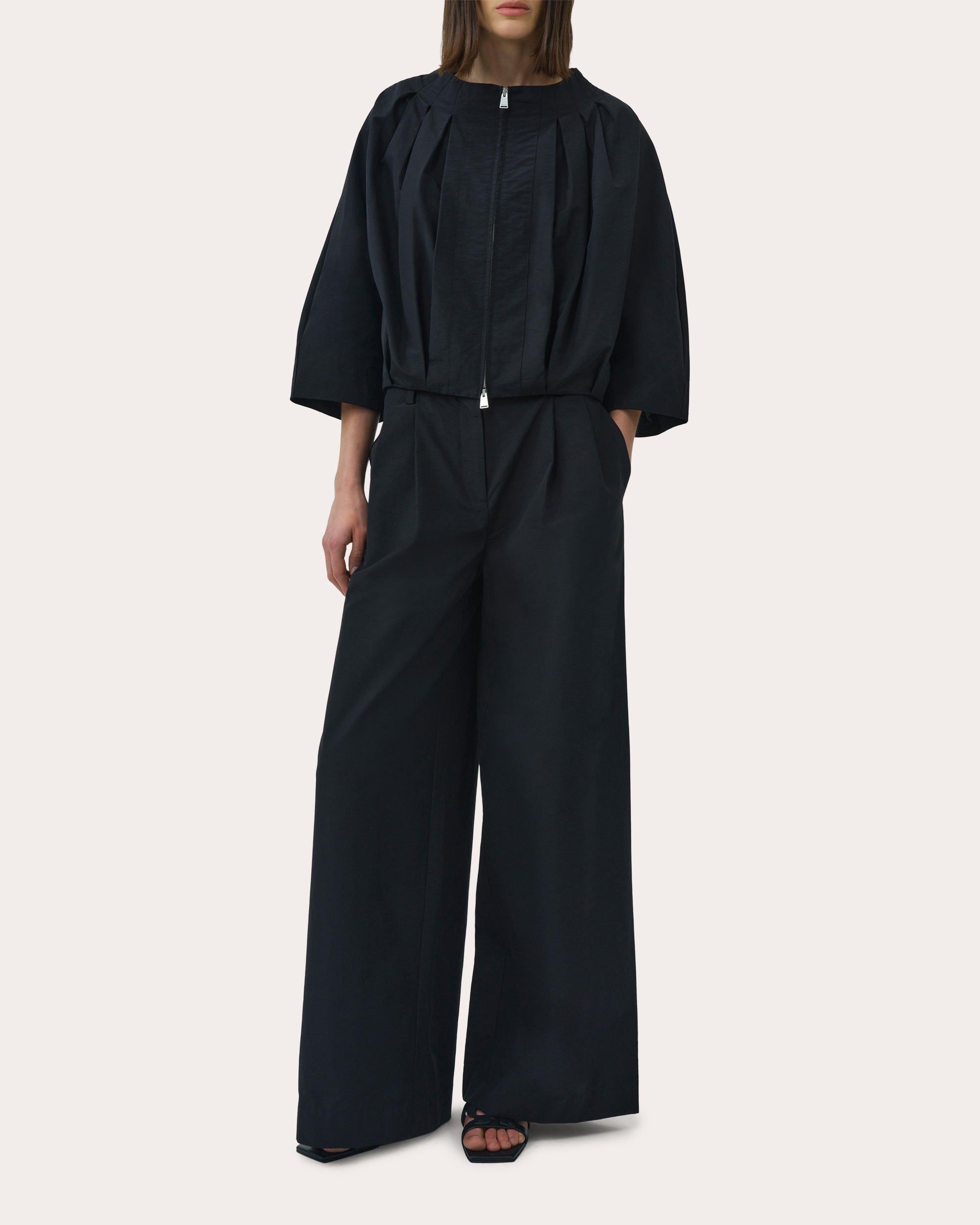 Leroy Pleated Faille Wide-Leg Pants