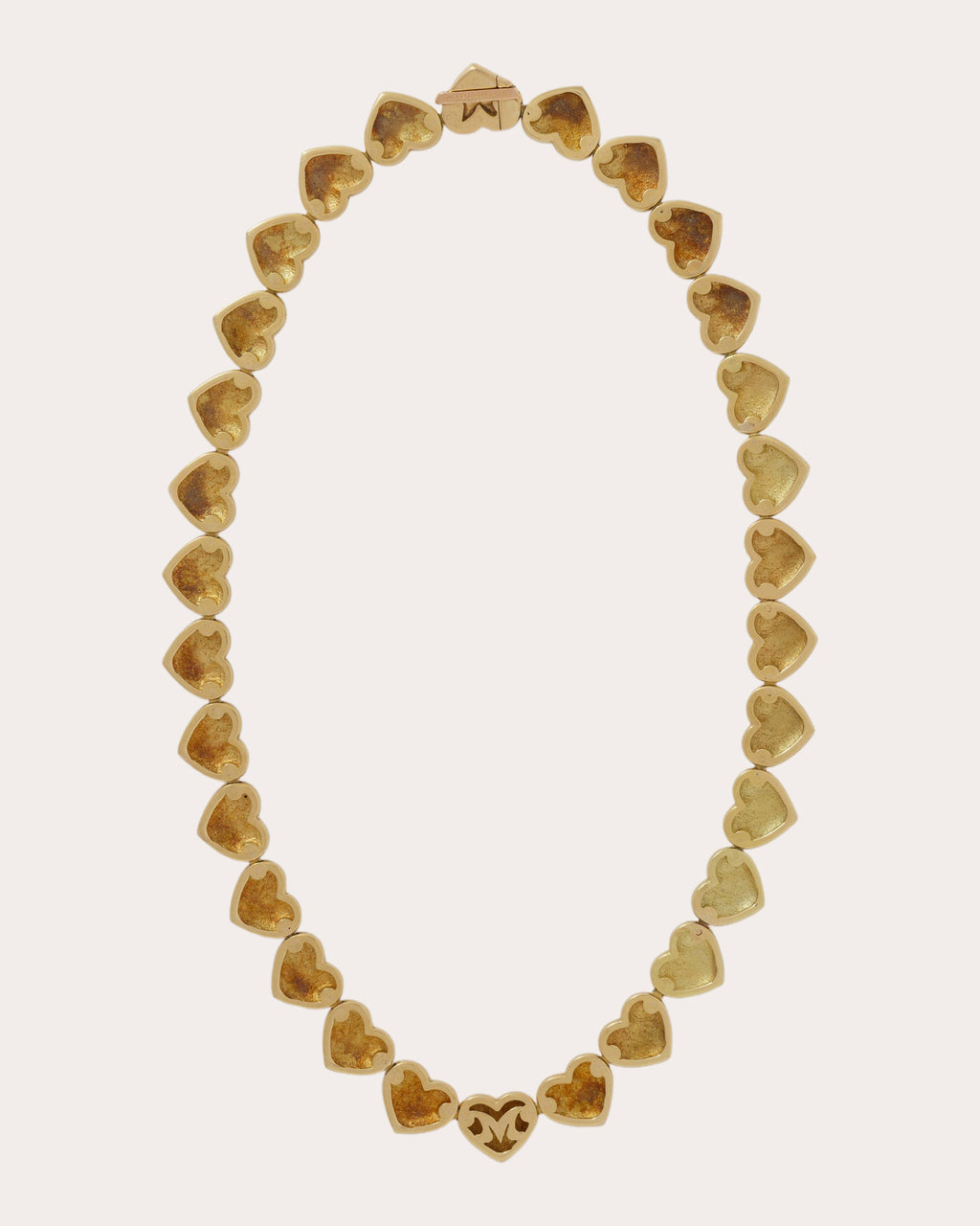 Vintage Maubossin 18k Gold Heart Collar Necklace