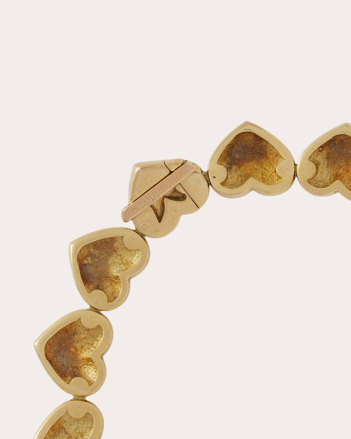 Vintage Maubossin 18k Gold Heart Collar Necklace