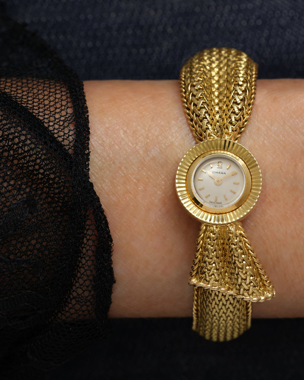 Vintage Omega Mesh Ribbon Bangle Watch