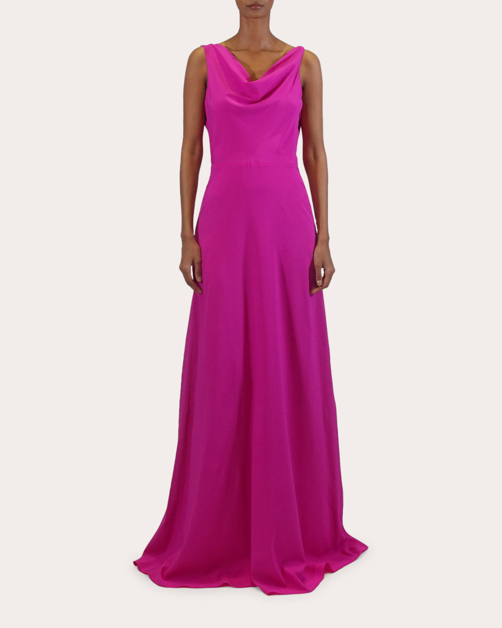 Saunder Draped Silk-Charmeuse Gown