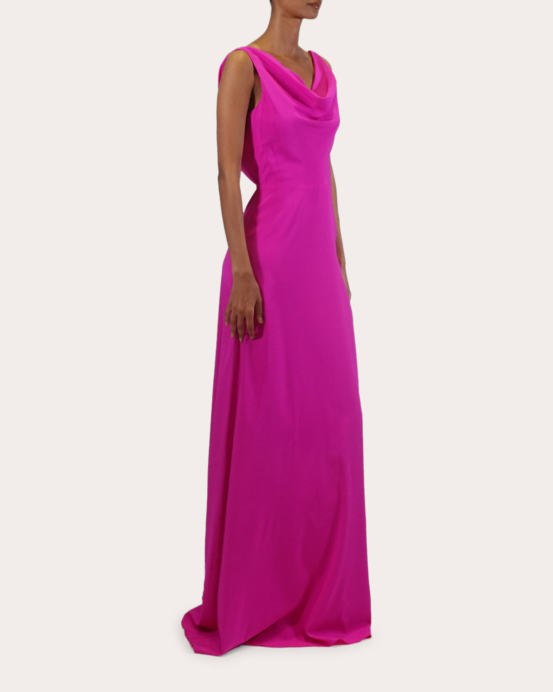 Saunder Draped Silk-Charmeuse Gown