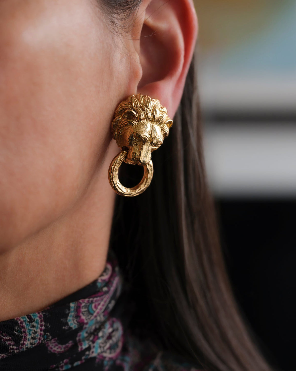 Vintage Van Cleef & Arpels Lion Door Knocker Earrings