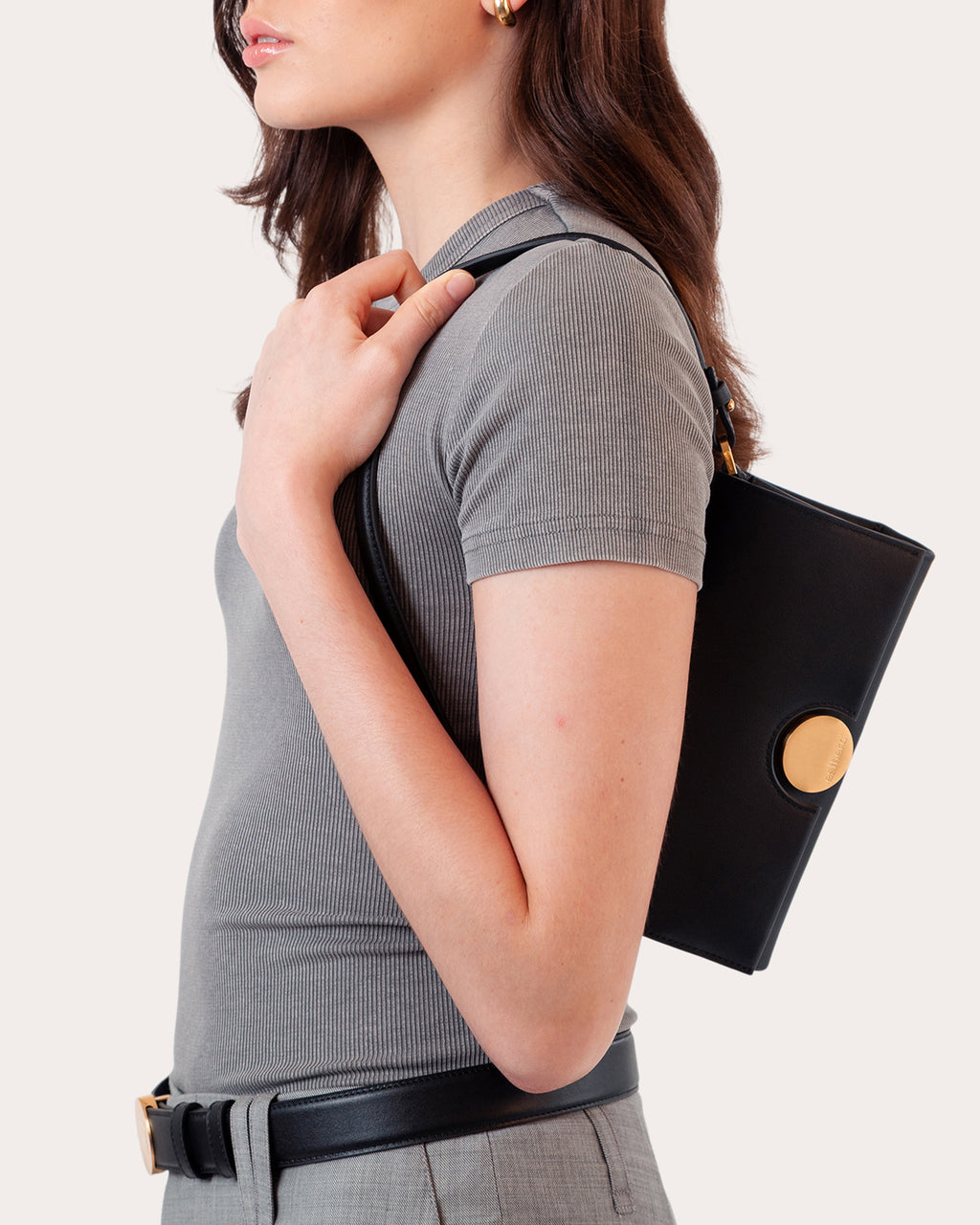 12AM Leather Baguette Bag