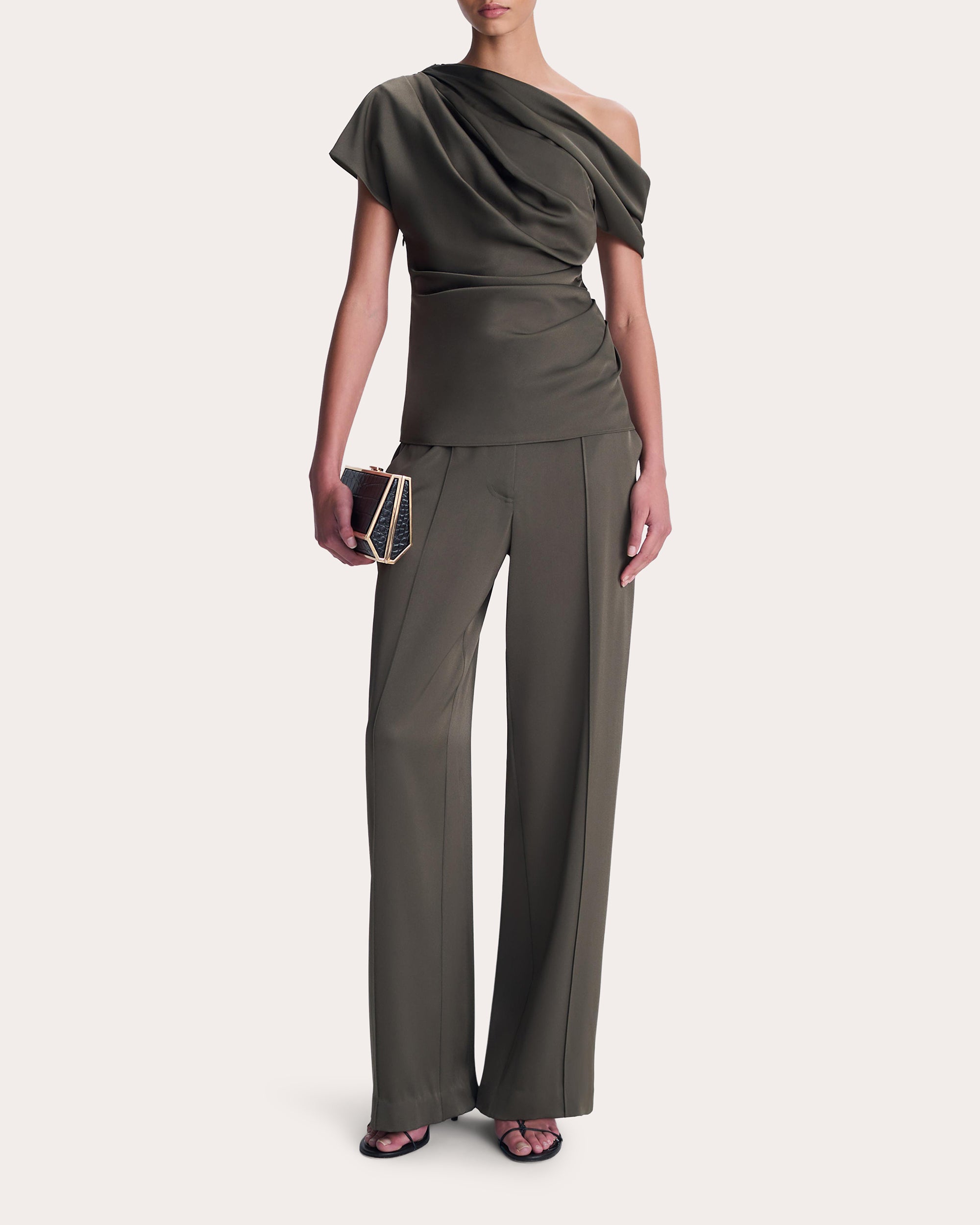 Phoebe Satin Draped Asymmetric Top
