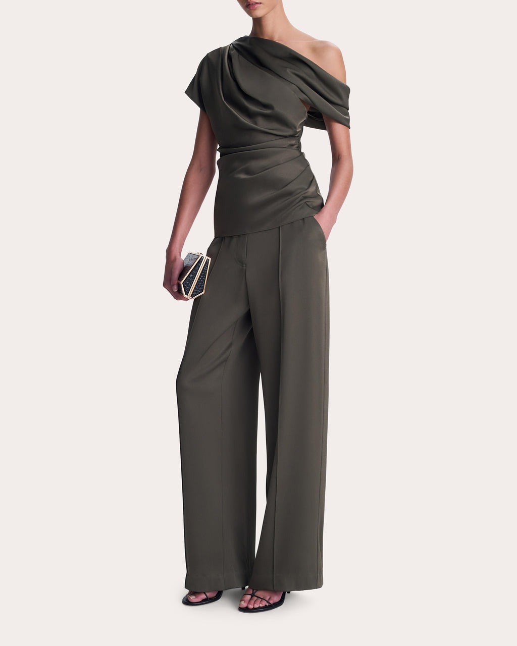 Phoebe Satin Draped Asymmetric Top