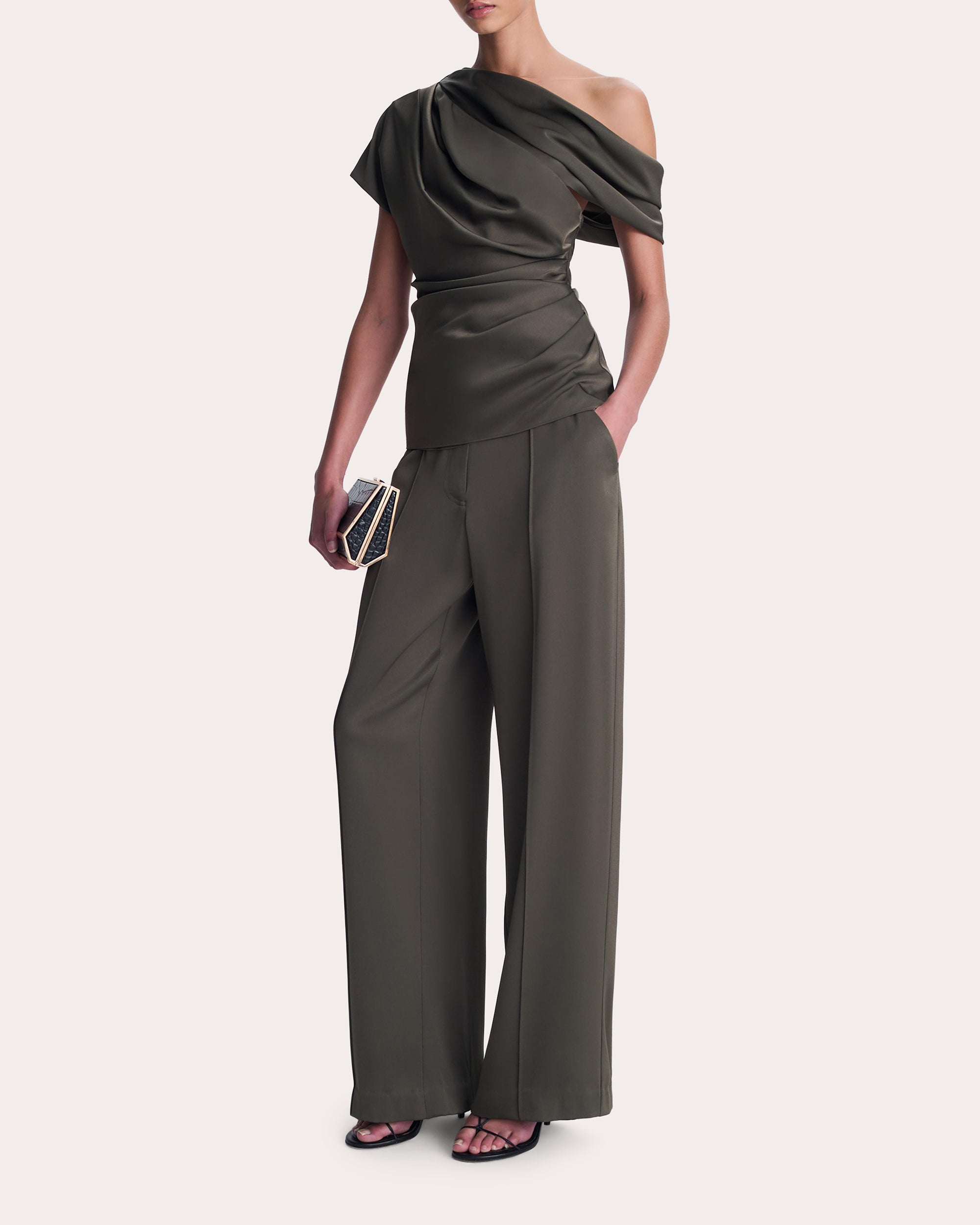Phoebe Satin Draped Asymmetric Top
