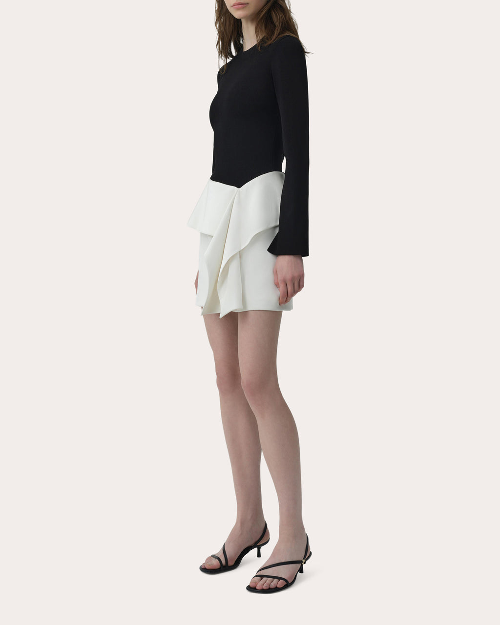 Noel Knit Twill Combo Draped Mini Dress