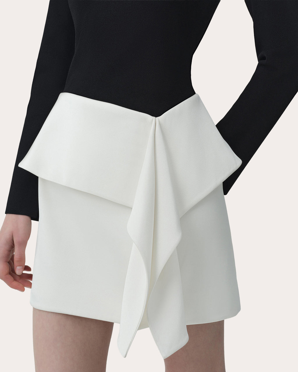 Noel Knit Twill Combo Draped Mini Dress