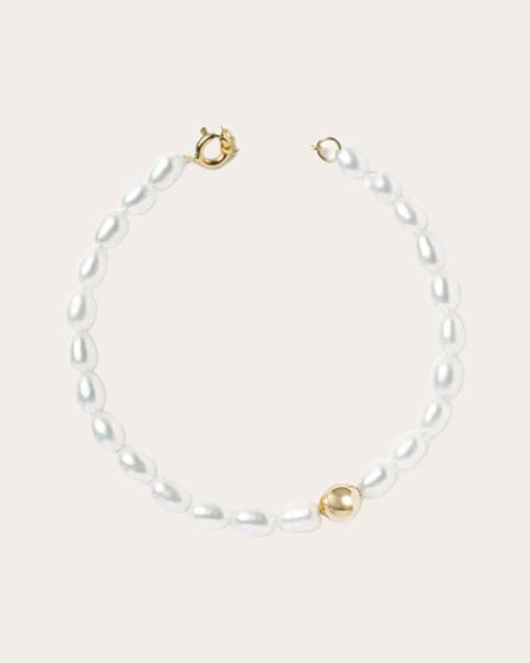 Freshwater Pearl & 14k Gold Nugget Bracelet