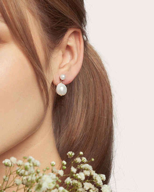 Baroque Pearl Duo Drop Earrings