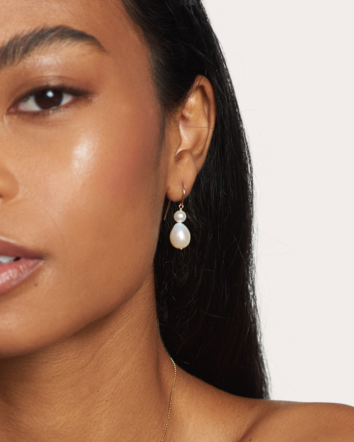 Freshwater Pearl Duo Hook Earrings