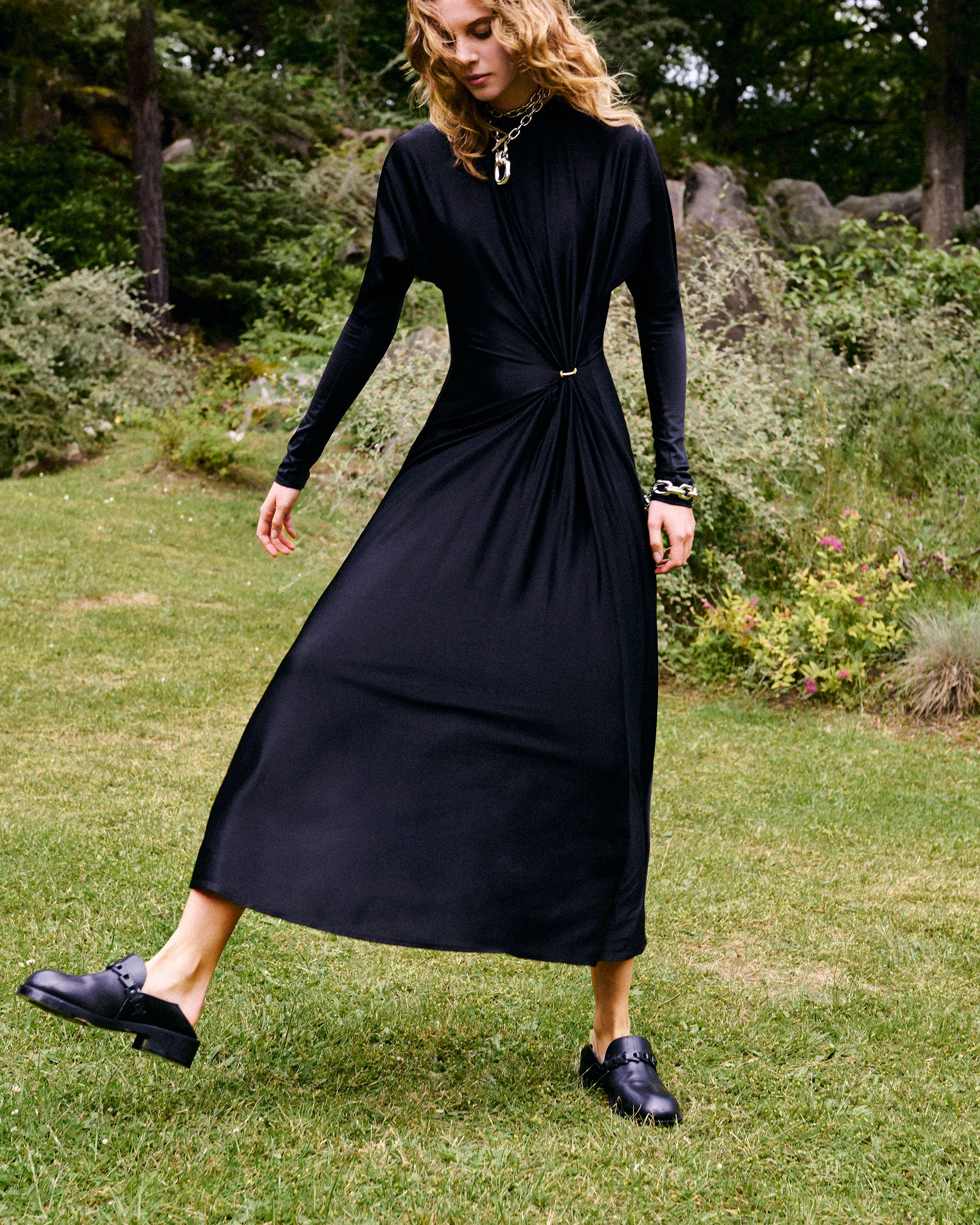 Rabanne Ruched Jersey Midi Dress - Black Rabanne Ruched Jersey Midi Dress - Black