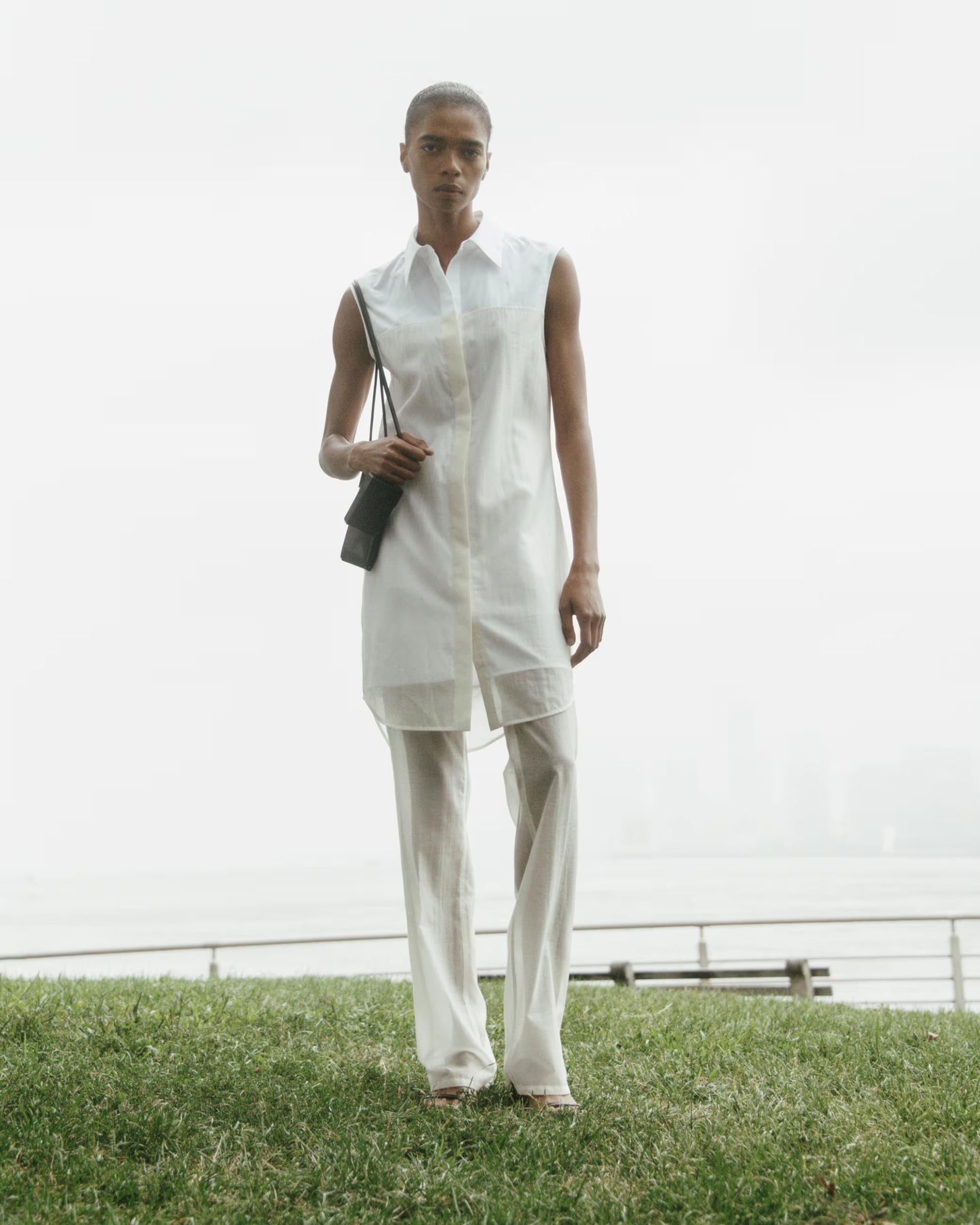 Cotton Poplin Voile Combo Shirt Dress