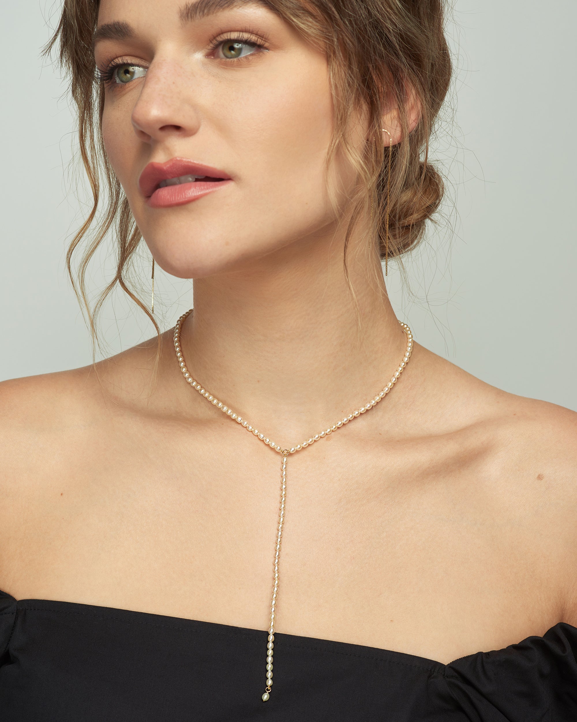 Keshi Pearl Lariat Necklace