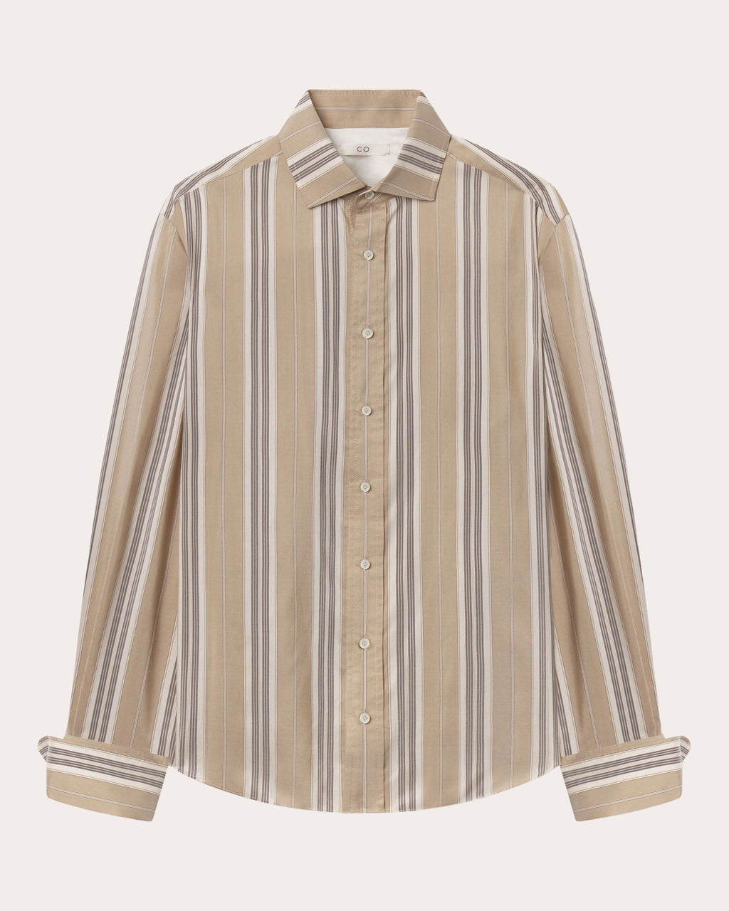 Stripe Silk Exaggerated Cuff Shirt