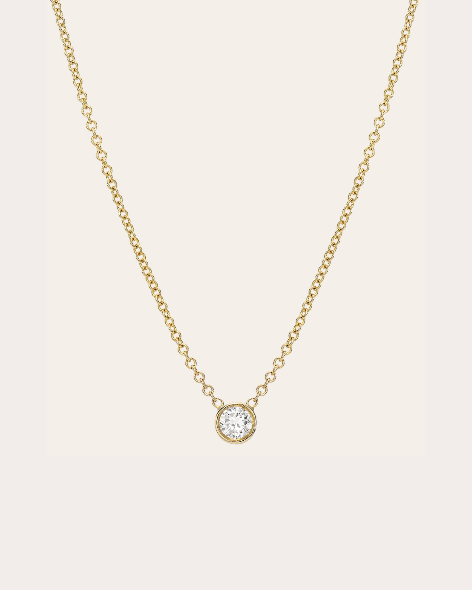 Diamond & 14k Gold Large Bezel Pendant Necklace