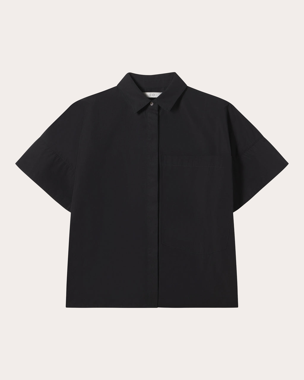 Cotton Poplin Boxy Short-Sleeve Shirt