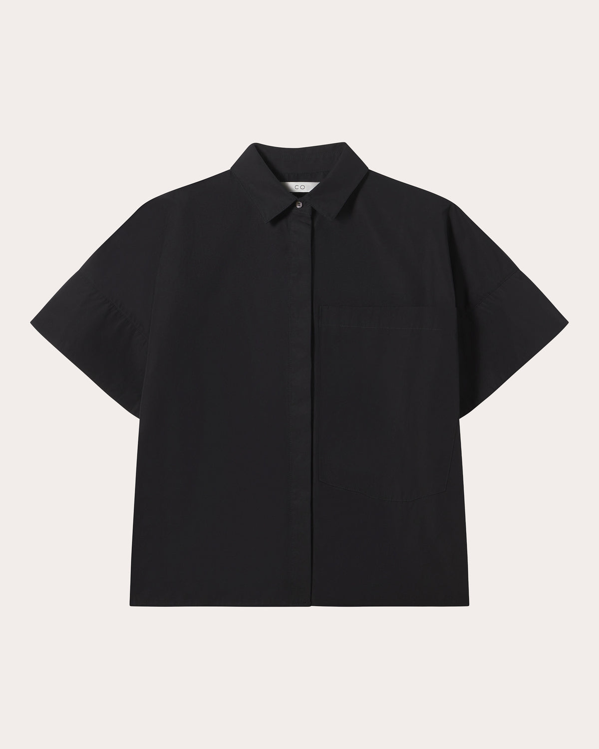 Cotton Poplin Boxy Short-Sleeve Shirt