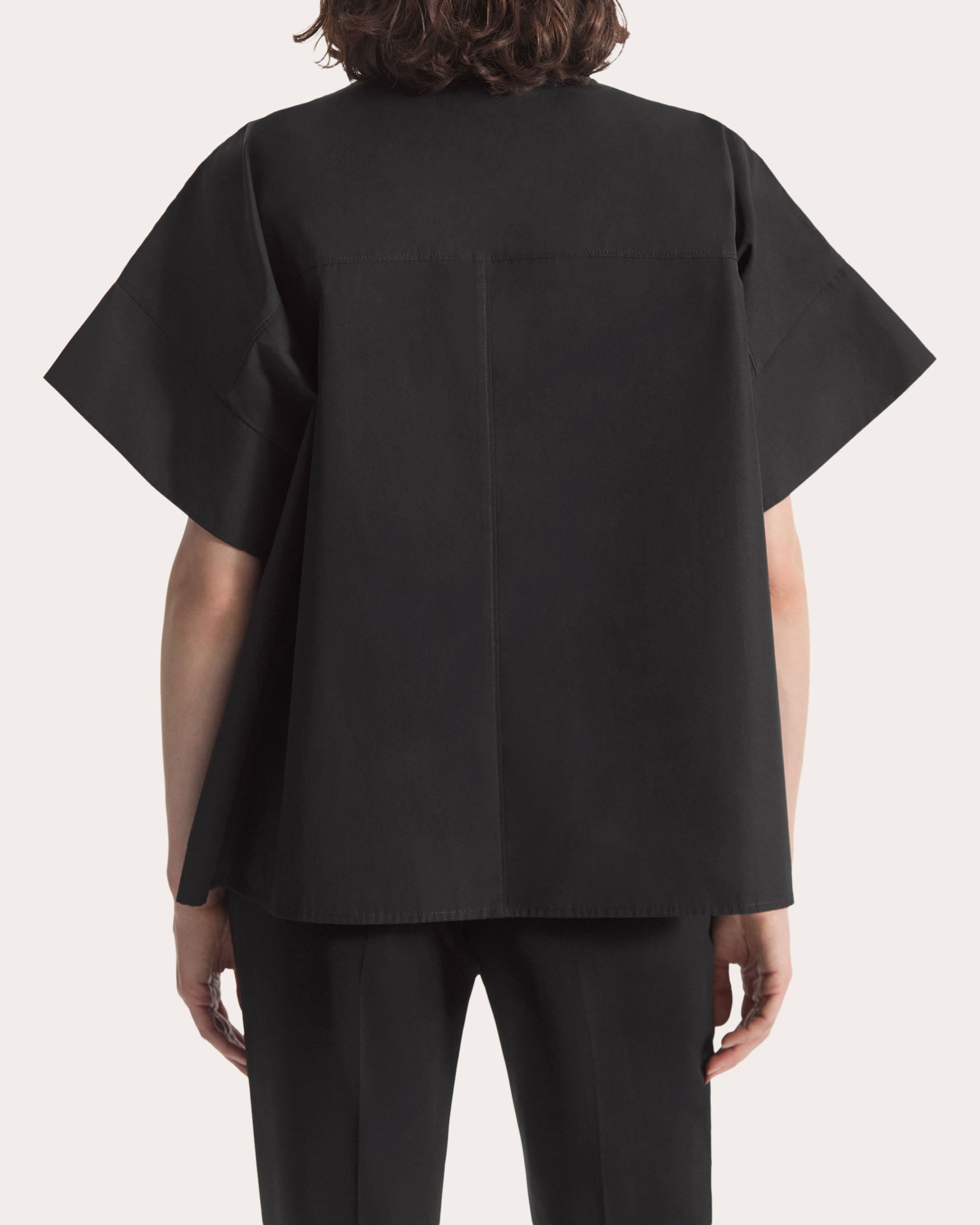 Cotton Poplin Boxy Short-Sleeve Shirt