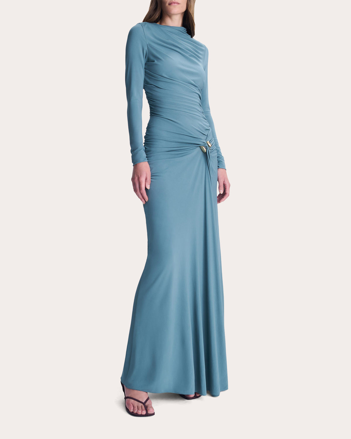 Eleanora Draped Jersey Slit Gown
