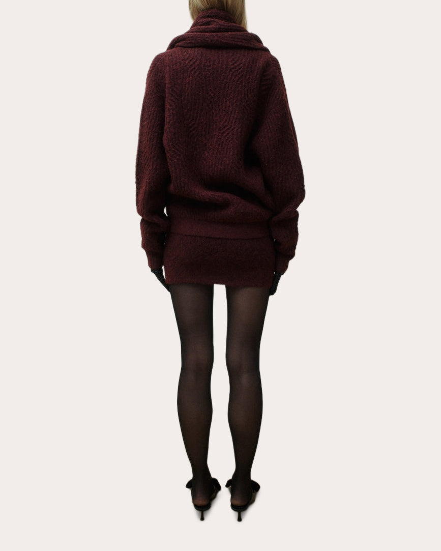 Zedry Cable Knit Belted Shawl Cardigan