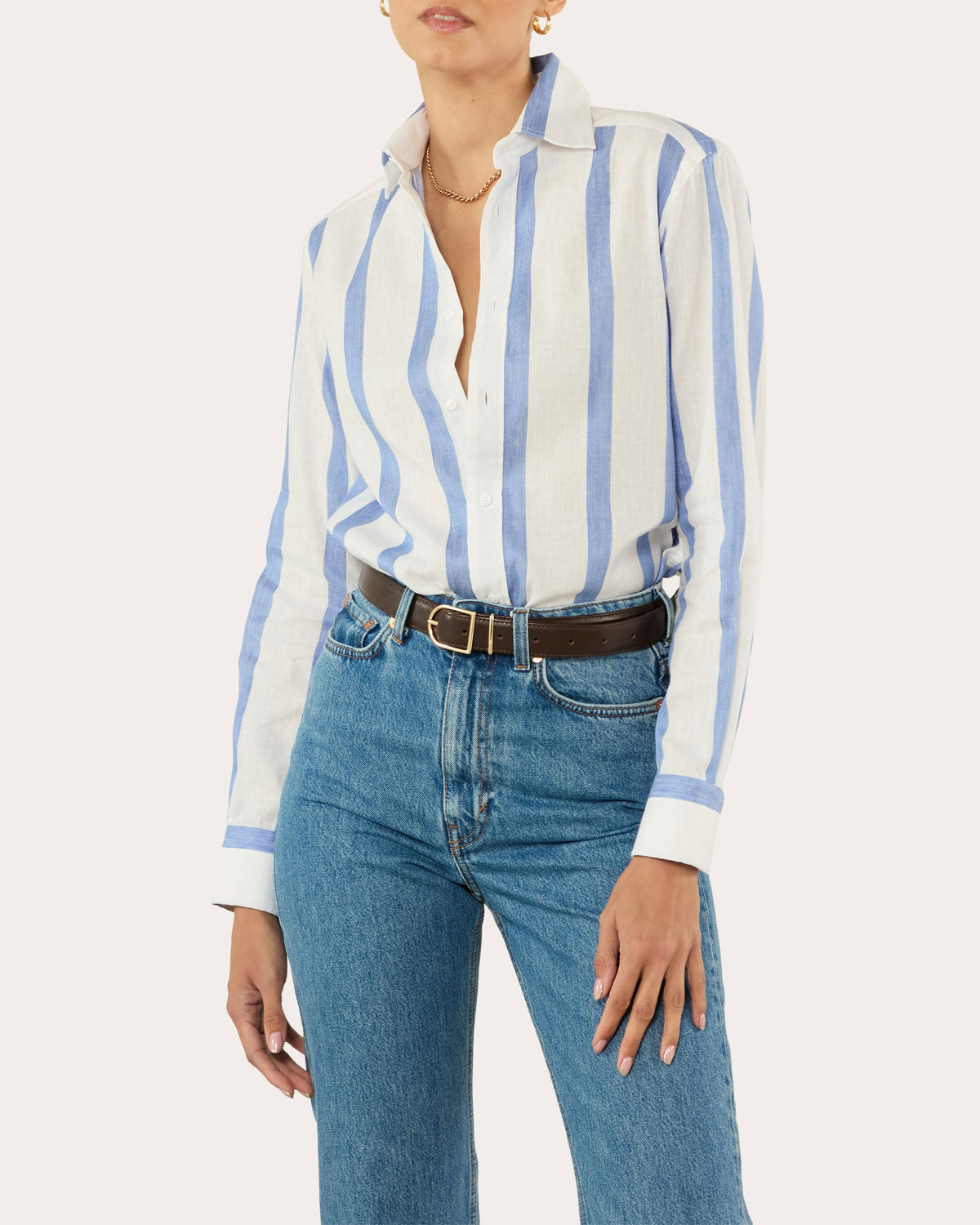 The Boyfriend Stripe Linen Cotton Shirt