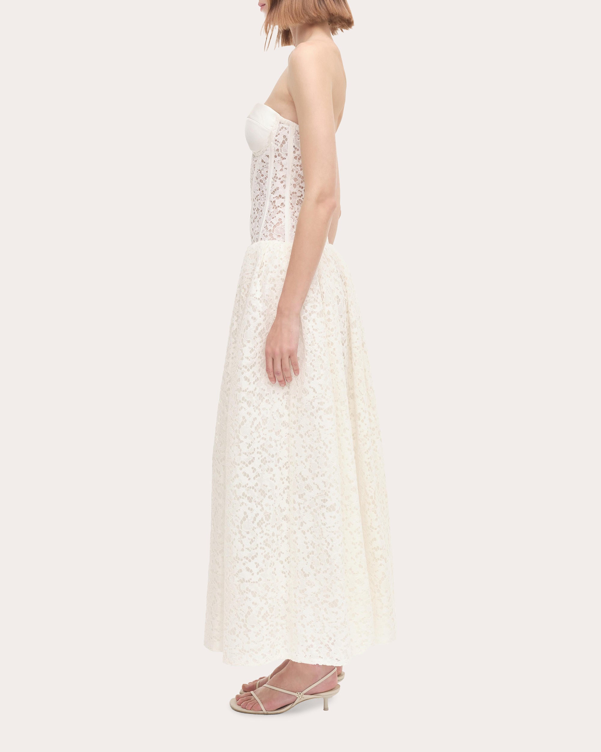 Evangeline Satin Lace Combo Bustier Dress