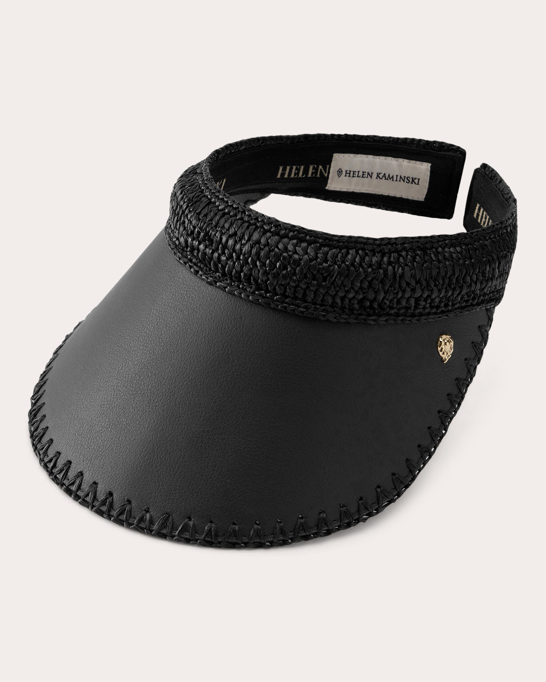 Deja Crocheted Raffia and Leather Visor | Olivela