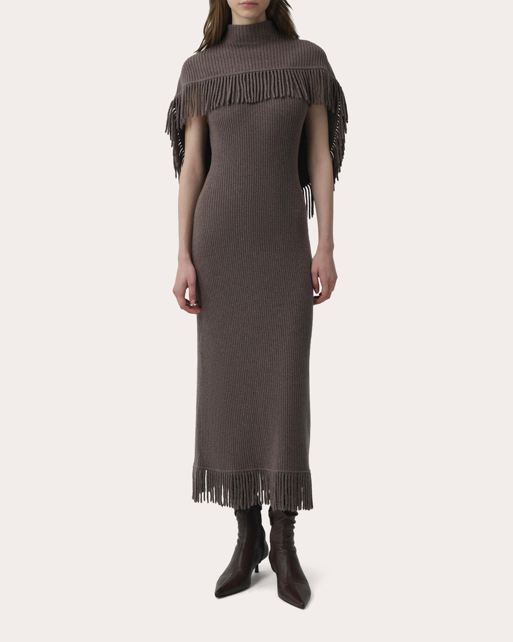 Jordan Wool Knit Fringe Midi Dress