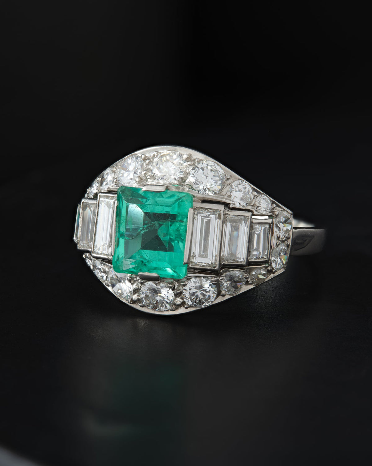 Antique French Emerald & Diamond Ring