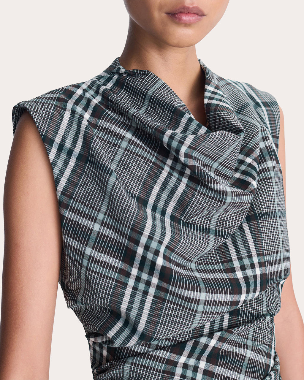 Burke Plaid Draped Midi Dress