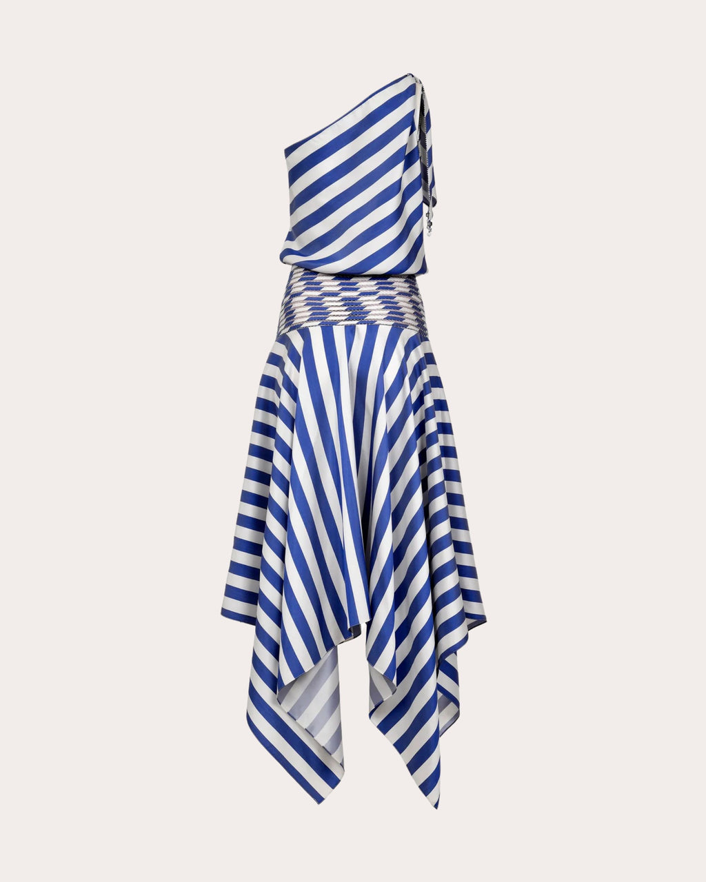 Banda Stripe Silk Asymmetric Handkerchief Dress