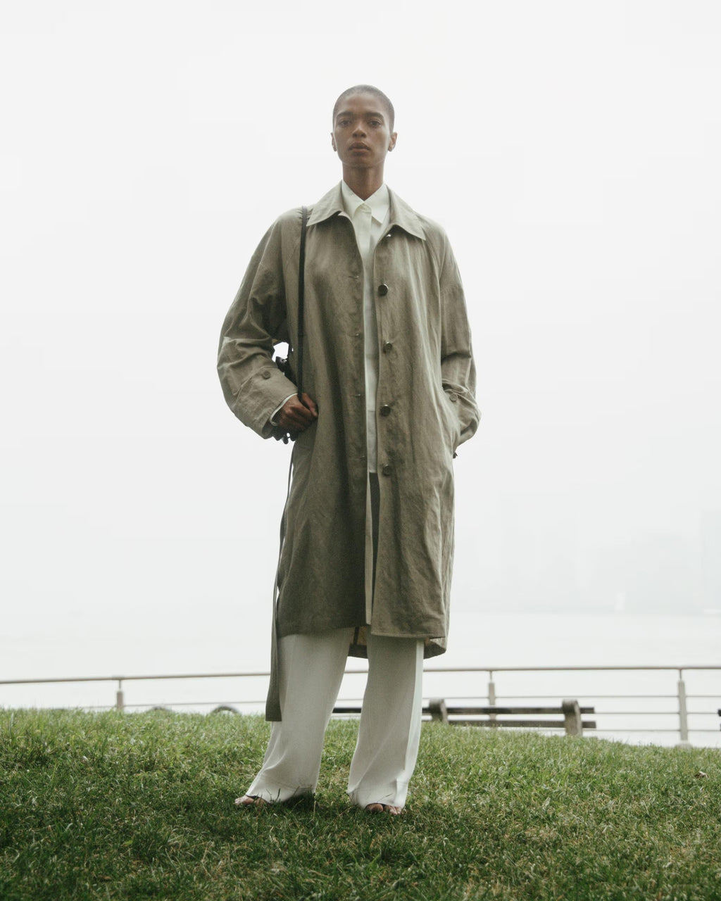 Cotton Linen Cape Trench Coat