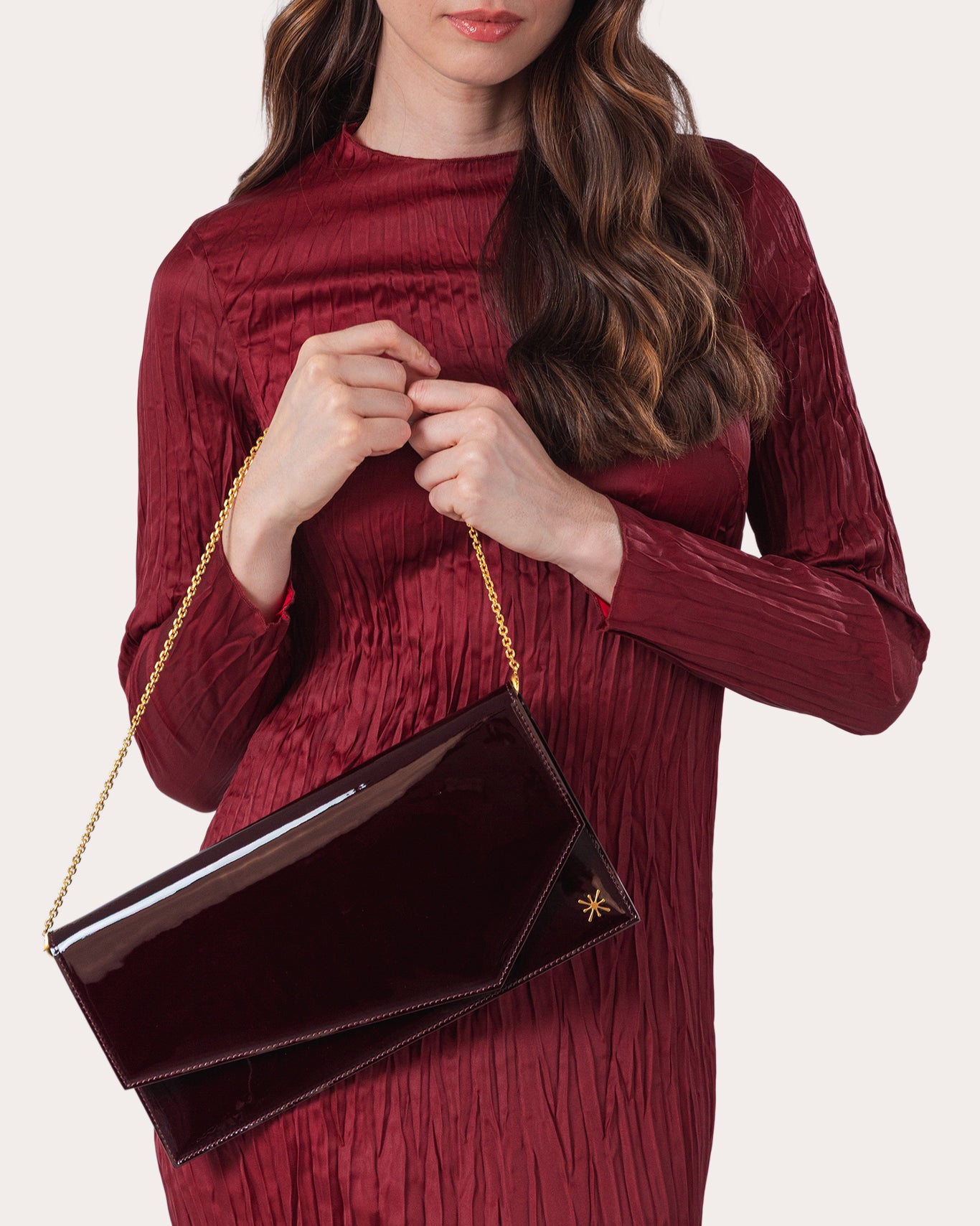 1AM Patent Leather Envelope Clutch Bag