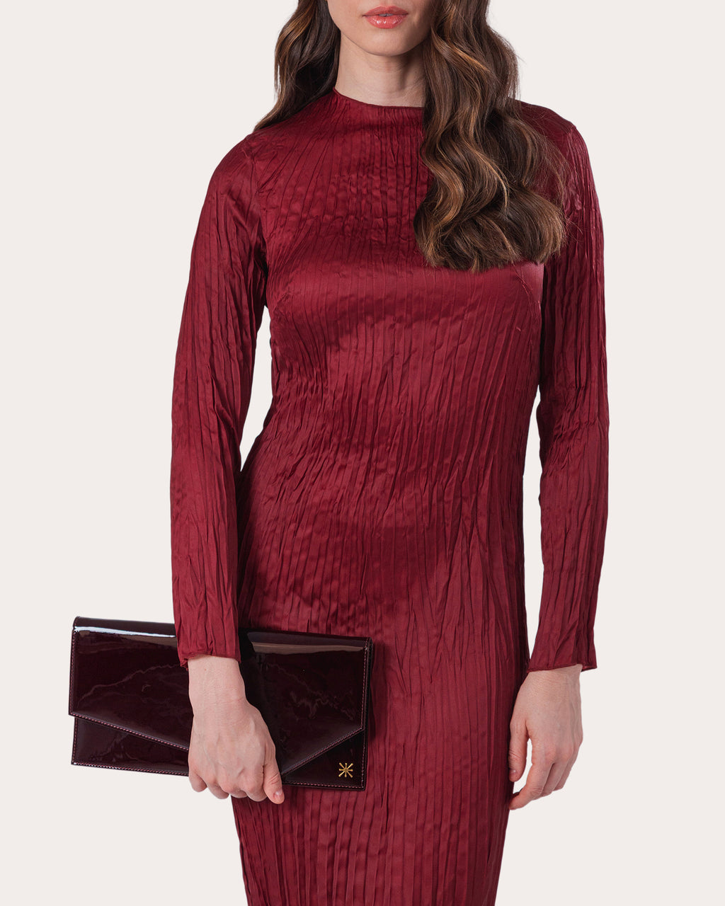 1AM Patent Leather Envelope Clutch Bag