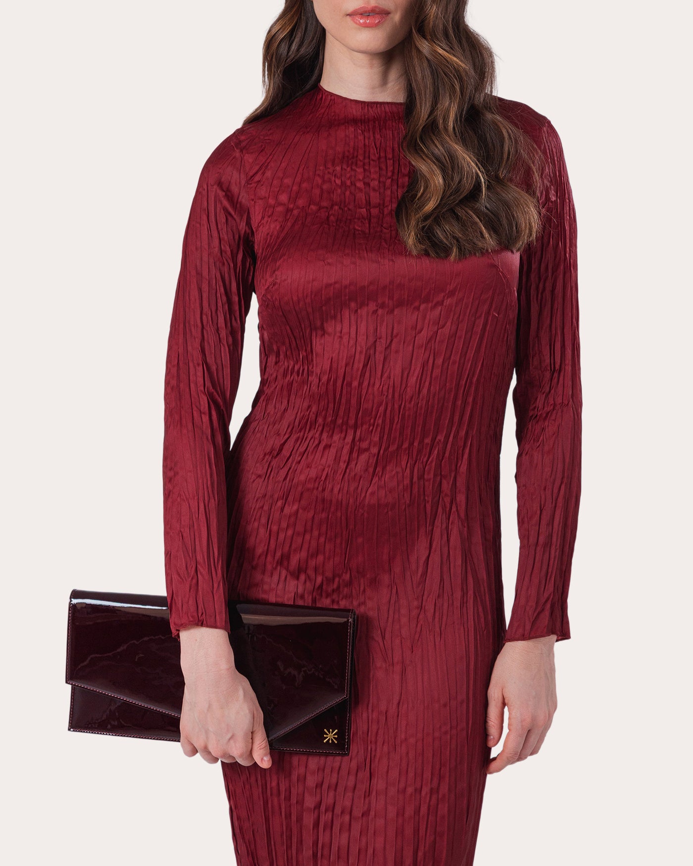 1AM Patent Leather Envelope Clutch Bag