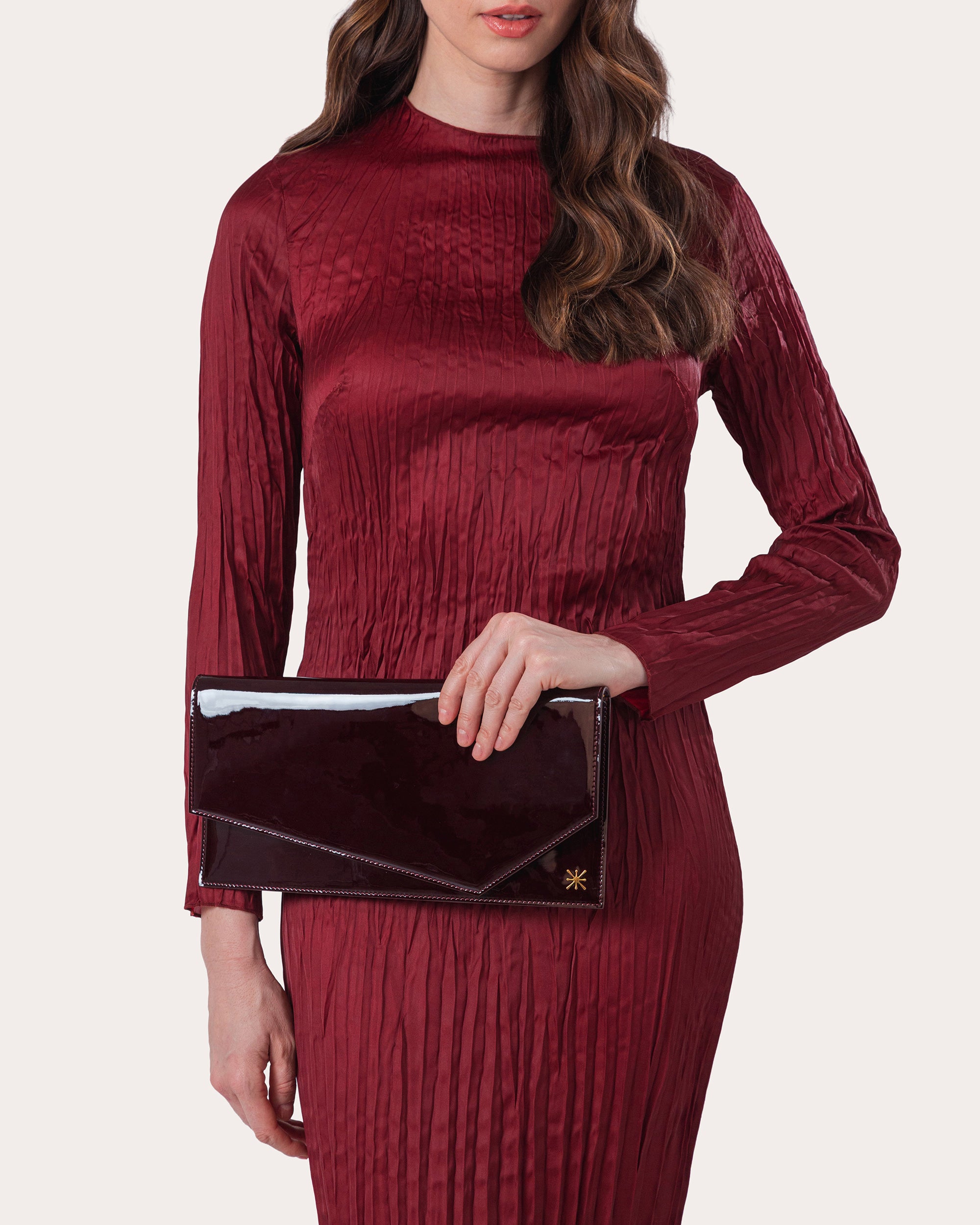 1AM Patent Leather Envelope Clutch Bag