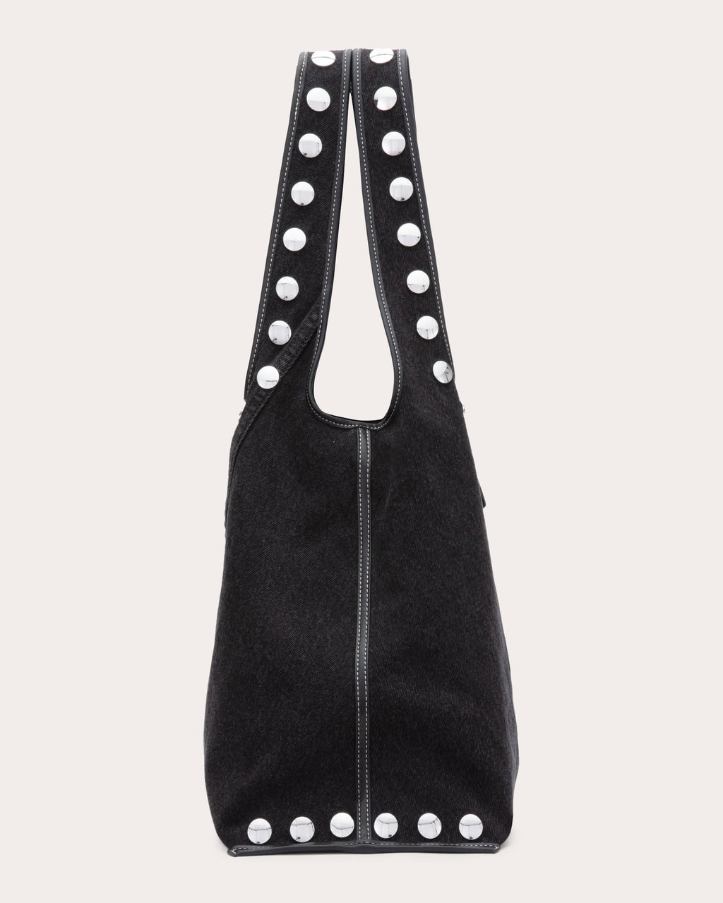 Market Stud-Embellished Washed Denim Tote