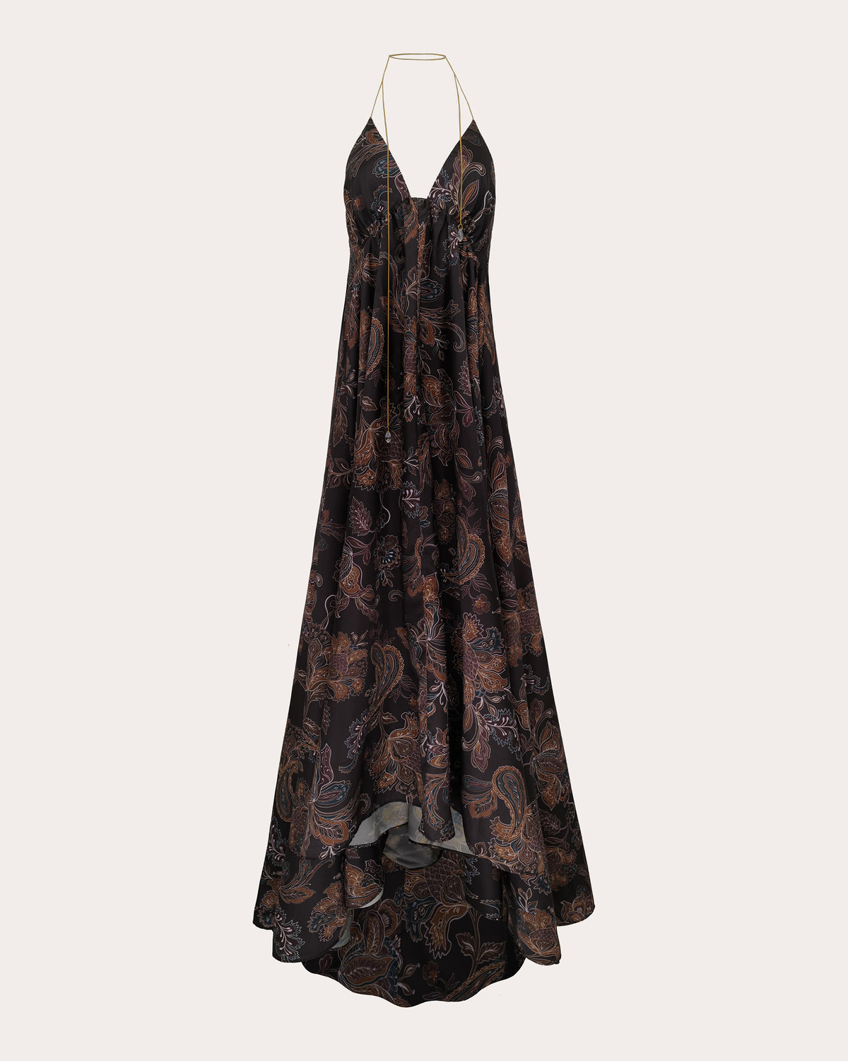 Kitty Olesia Paisley Taffeta Halter Gown