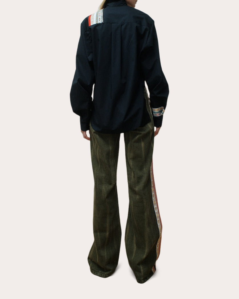 Ted Grosgrain Poplin High-Low Shirt
